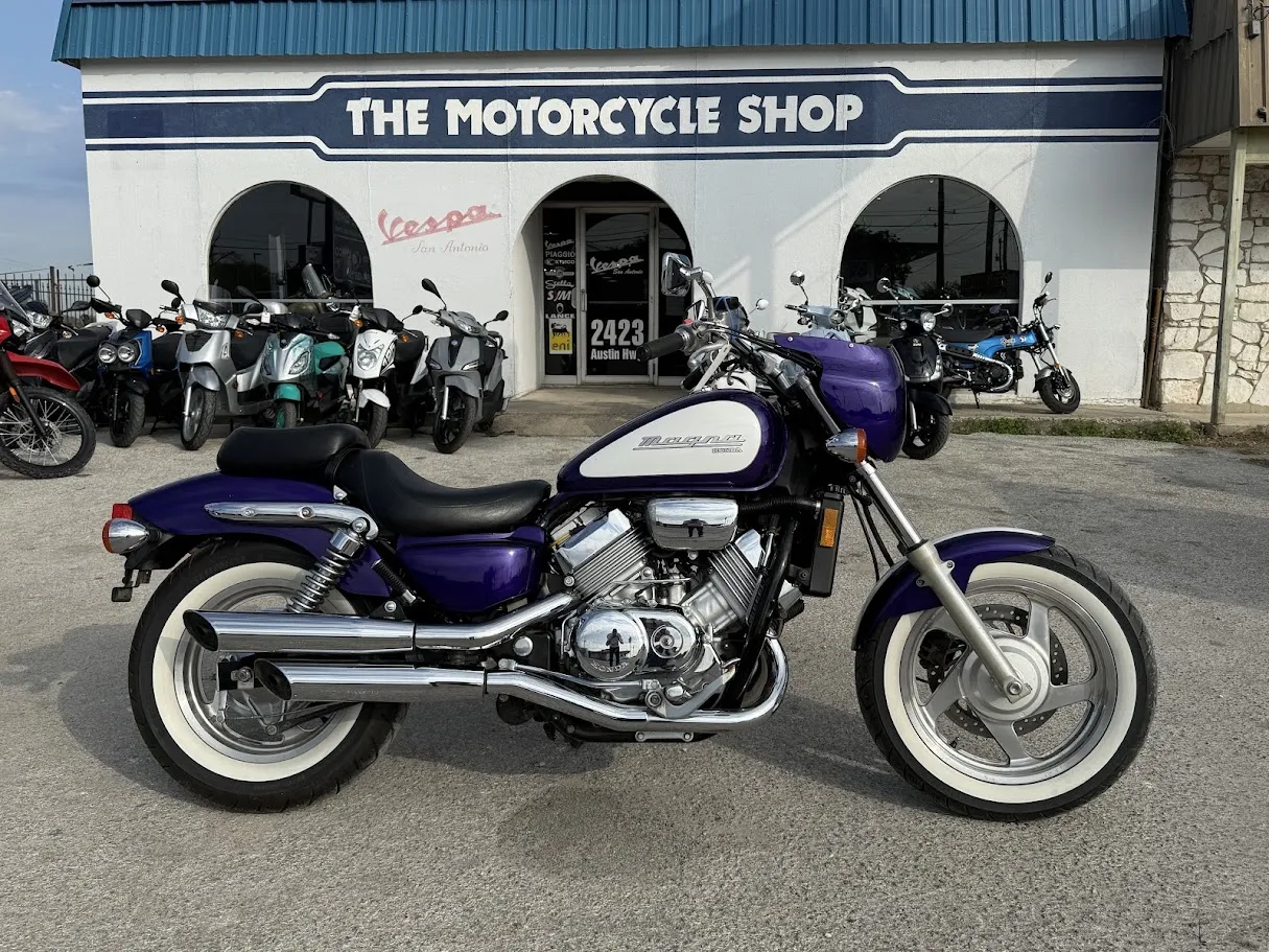 Used 1995 Honda VF750 Magna in stock color, side profile, at The Motorcycle Shop San Antonio