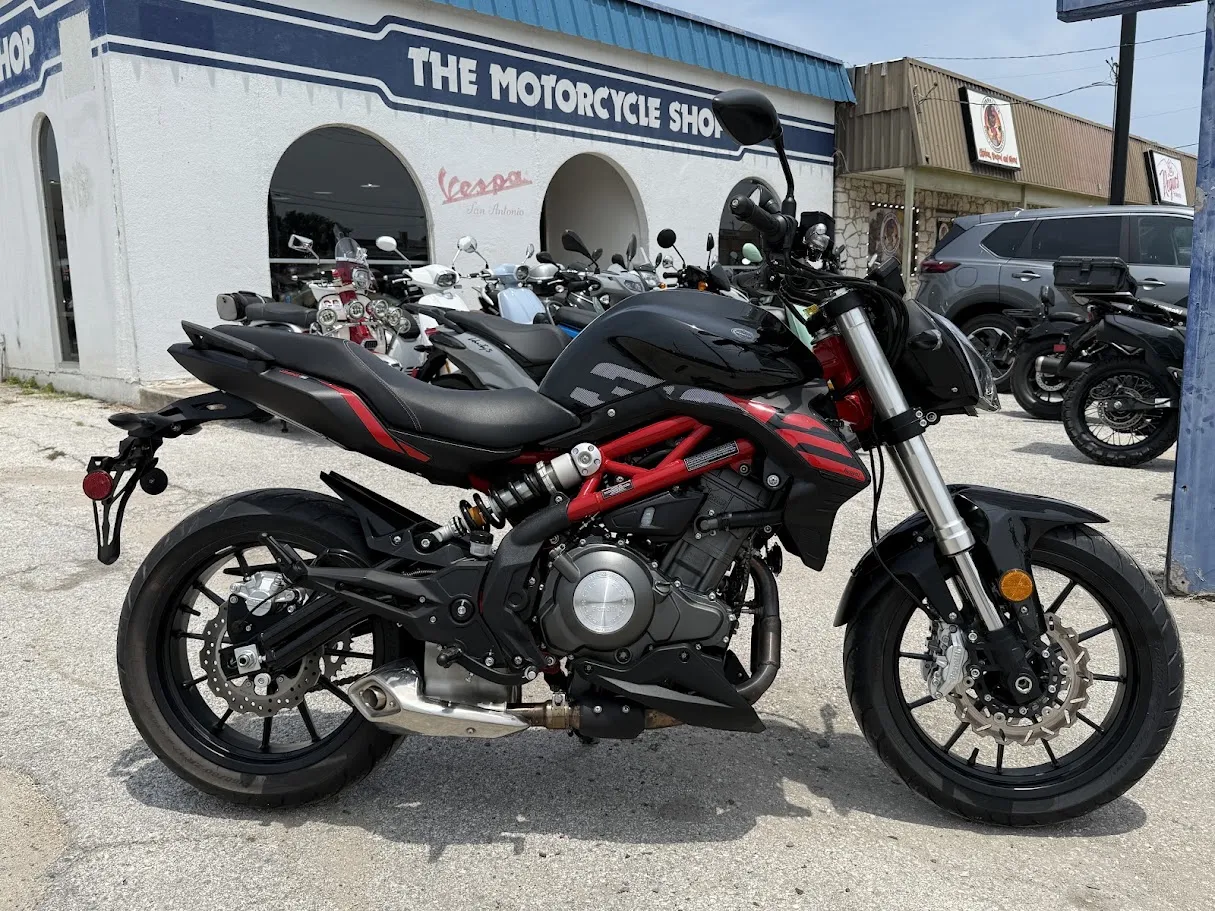 Used 2022 Benelli 302S in stock color, side profile, at The Motorcycle Shop San Antonio