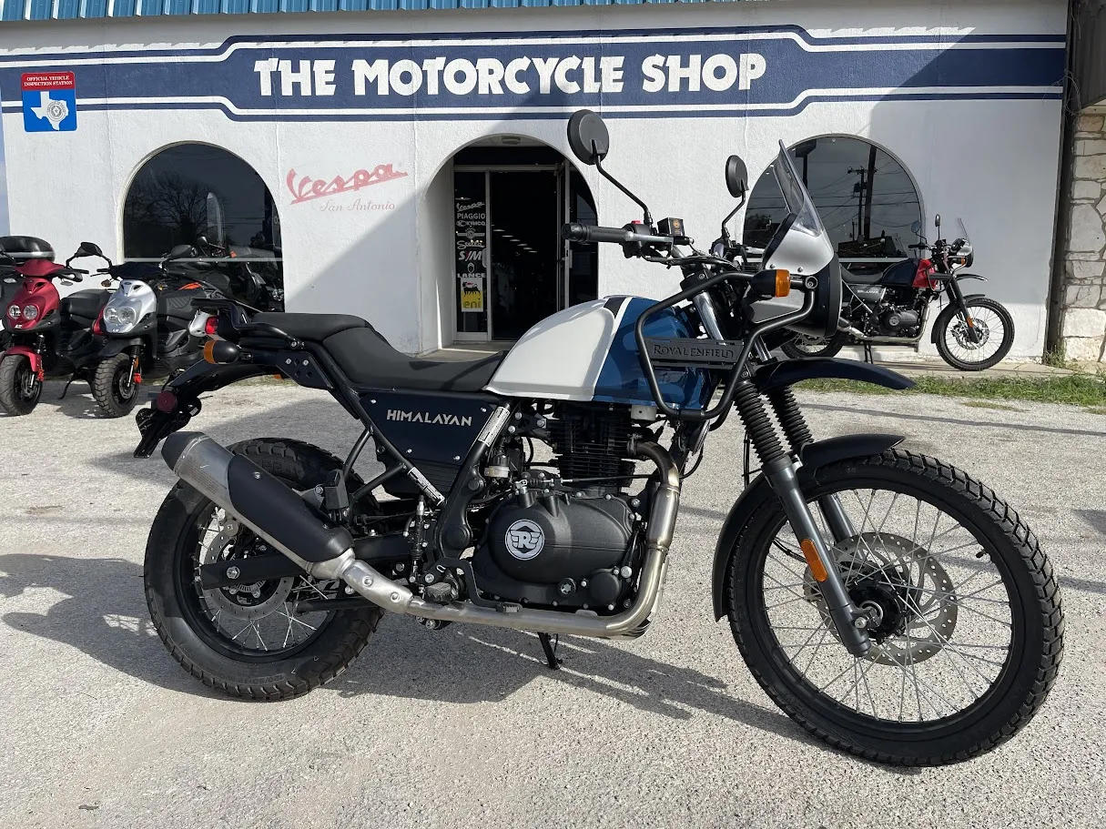 New 2023 Royal Enfield Himalayan 411 $750 OFF MSRP! in stock color, side profile, at The Motorcycle Shop San Antonio