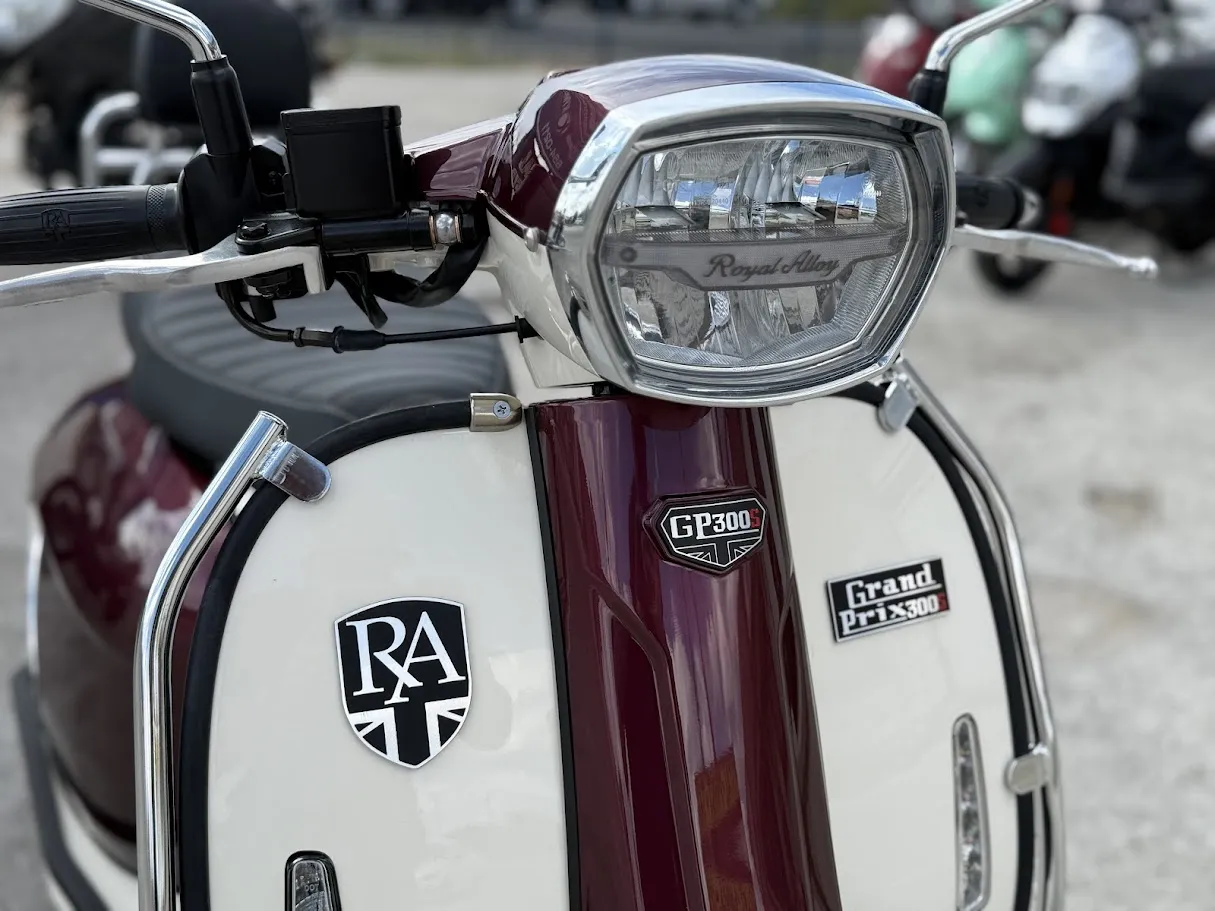 New 2025 Royal Alloy Grand Prix 300s in stock color, side profile, at The Motorcycle Shop San Antonio