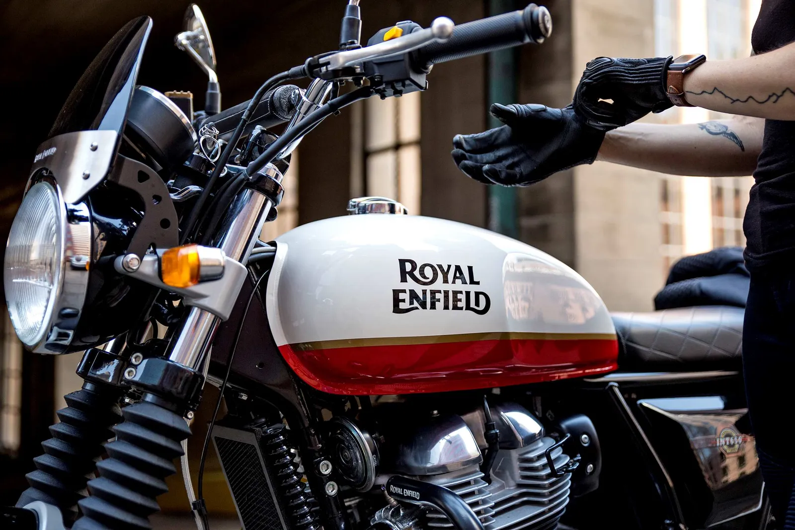 New Royal Enfield INT 650 End of Year Sale! Up to $1000.00 OFF MSRP! in stock color, side profile, at The Motorcycle Shop San Antonio